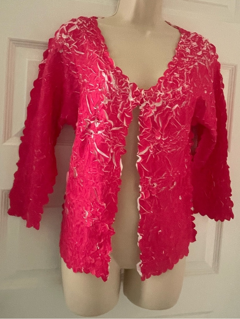 **Magic Scarf Hot Pink Origami Cardigan**